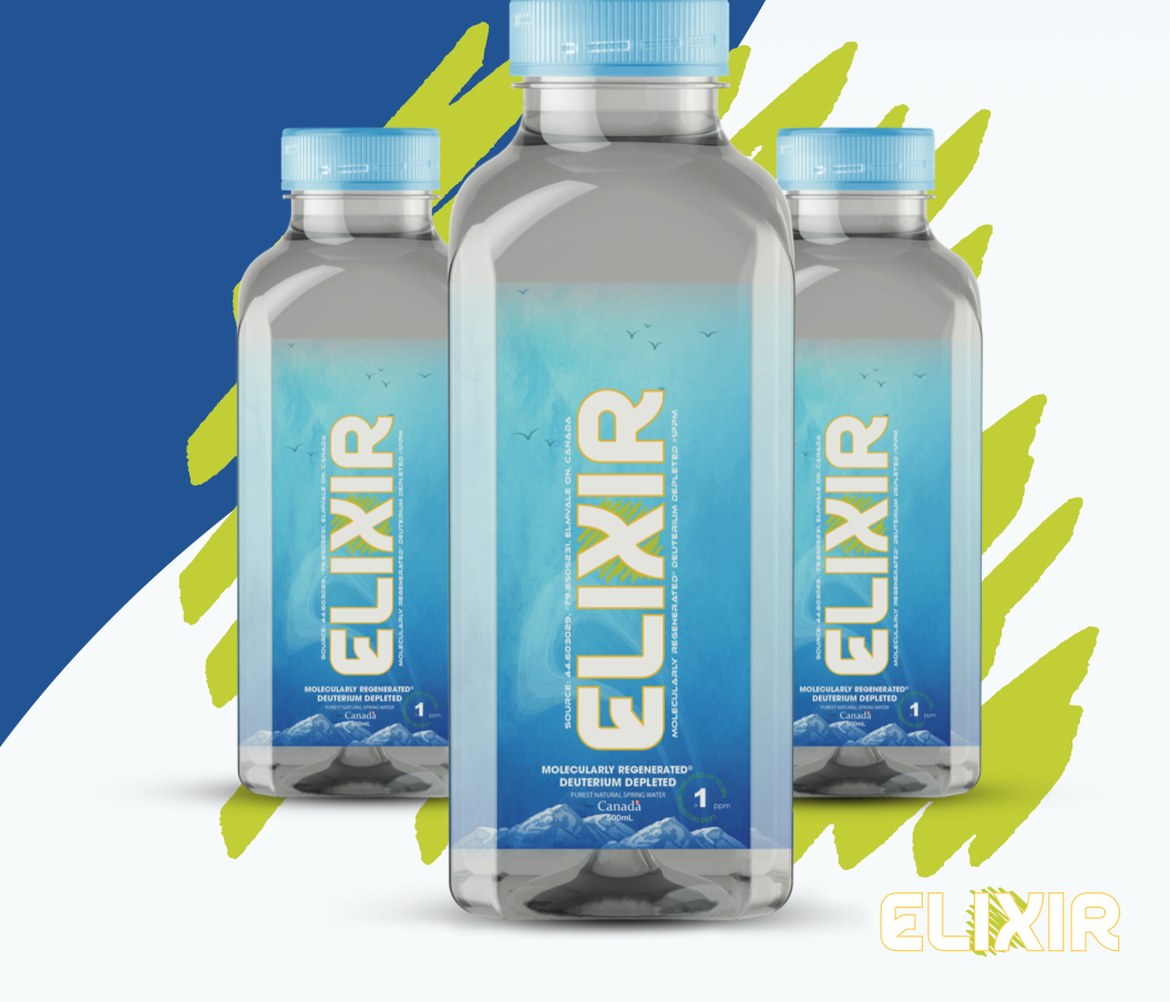 DEUTERIUM DEPLETED WATER >1PPM  MOLECULARLY REGENERATED (49¢/100mL, Case of 6) - ELIXIR™